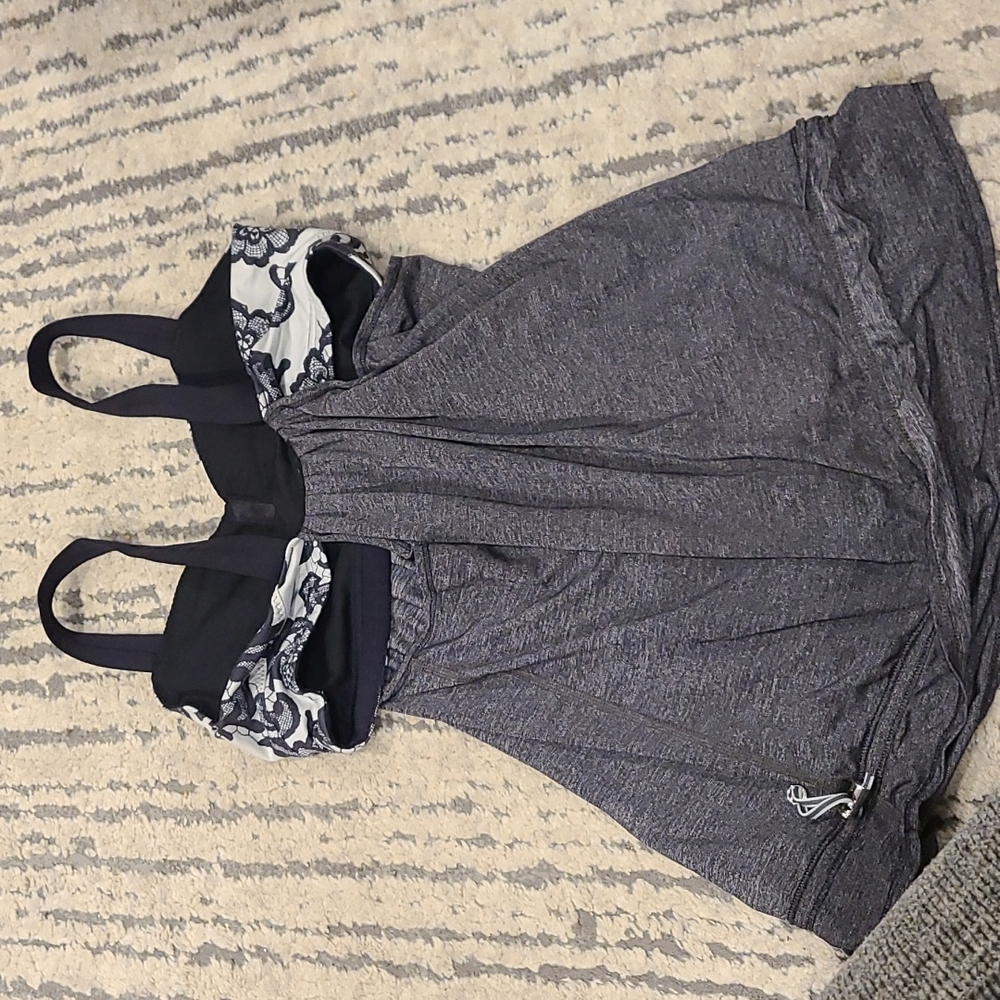 Lululemon Run: Back On Track Tank Black / Laceoflage Polar Cream Black - Picture 8 of 10
